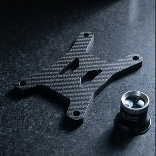 Precision-cut carbon fiber drone component